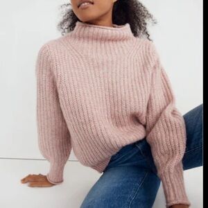 Madewell Loretto Mockneck Pullover Pink Wool Blend Sweater Small